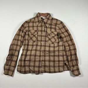 vintage 70s kennington plaid flannel shirt jacket wool womans small flap pockets